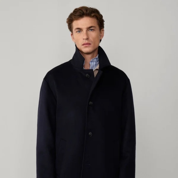 Faconnable 100% Cashmere Coat in Marine Blue - 52 Long - Picture 2 of 9